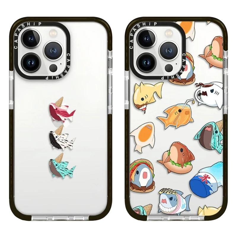 Cartoon Various Forms Sharks Case For iPhone 15 14 13 12 11 Pro X XS XR Max 7 8 Plus SE 2020 2022 Soft TPU Shockproof Back Cover