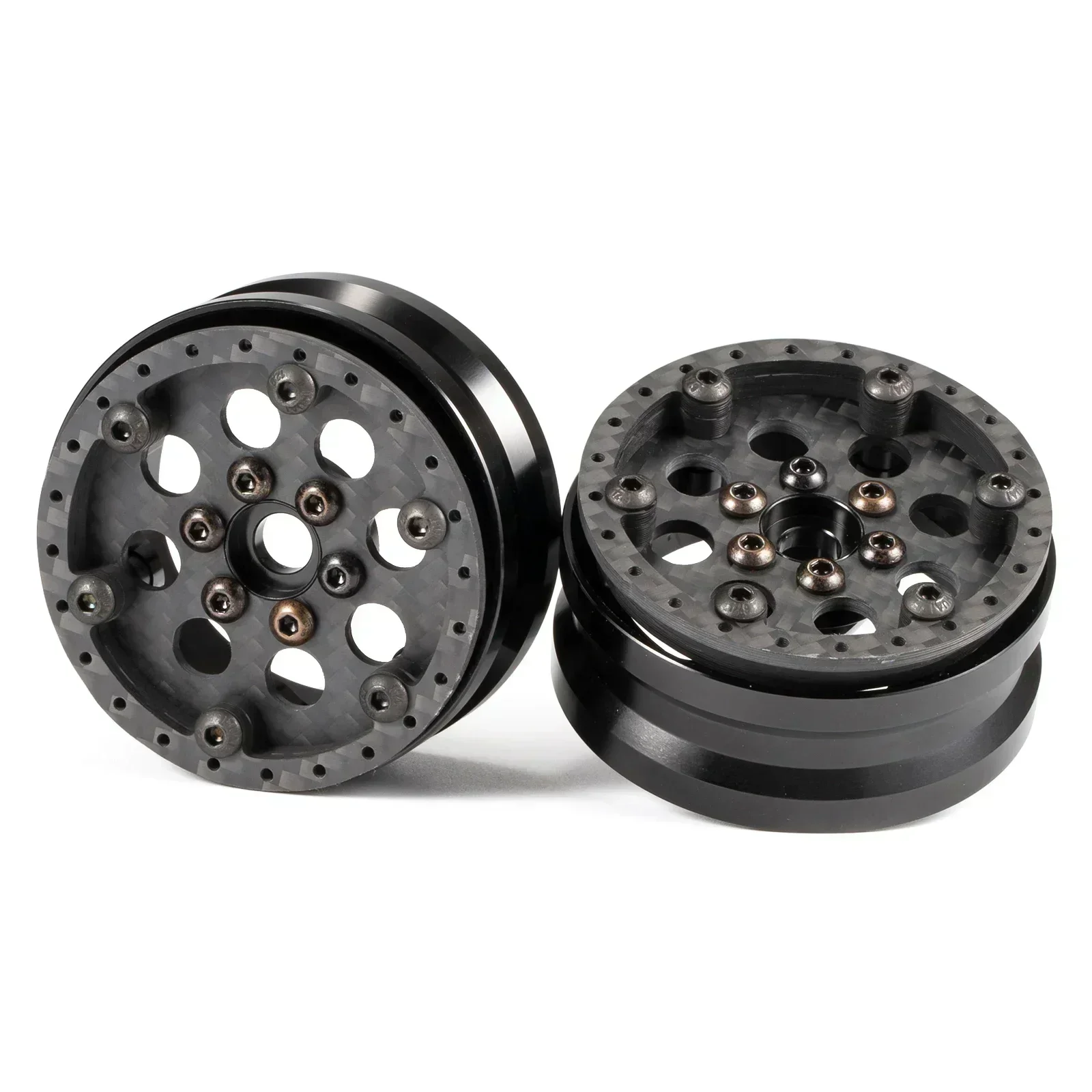 Ultra Lightweight Carbon Aluminum 1.9 Beadlock Wheels Adjustable Offset for 1/10 RC Crawler SCX10 Capra TRX4 VS4-10 H10 OPTIC