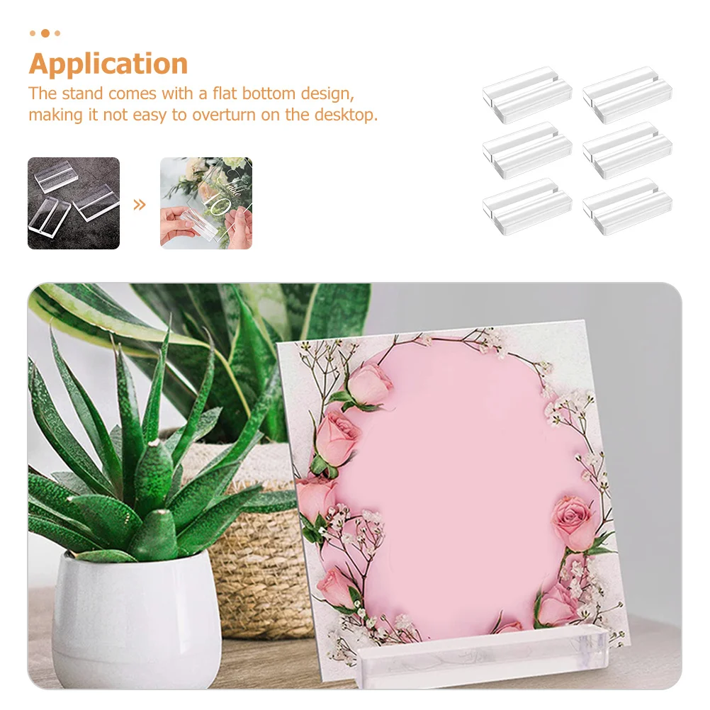 

6pcs Acrylic Base Clip Holders Transparent Desktop Sign Stands For Name Card Table Number Display Card Holder Accessory
