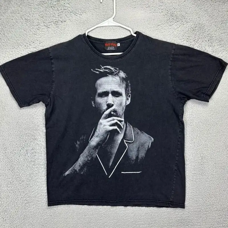 تي شيرت Wolf Play Ryan Gosling للبالغين مقاس XL أسود برقبة دائرية وأكمام قصيرة للرجال