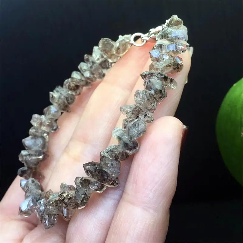 9MM Natural Herkimer Diamond Gravel Stone Bracelet Women Fashion Sweet Reiki Healing Energy Strand Girls Jewelry Gift 1PCS