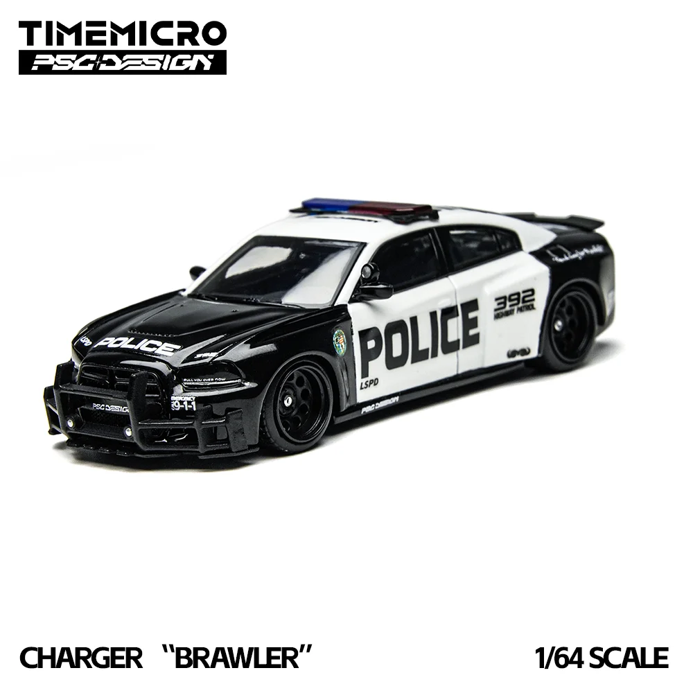 *الطلب المسبق*TimeMicro × PSC DESIGN 1:64 لوحة سيارة شرطي سوداء محاكاة نموذج سيارة مصنوع من خليط معدني للهوايات والمقتنيات والعرض