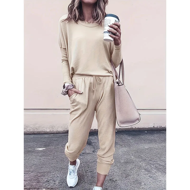 Women Tracksuit 2024 Spring Autumn Casual Solid Color Long Sleeve Loose Hoodies Female Fashion Oversize Sportswear Two Piece Set