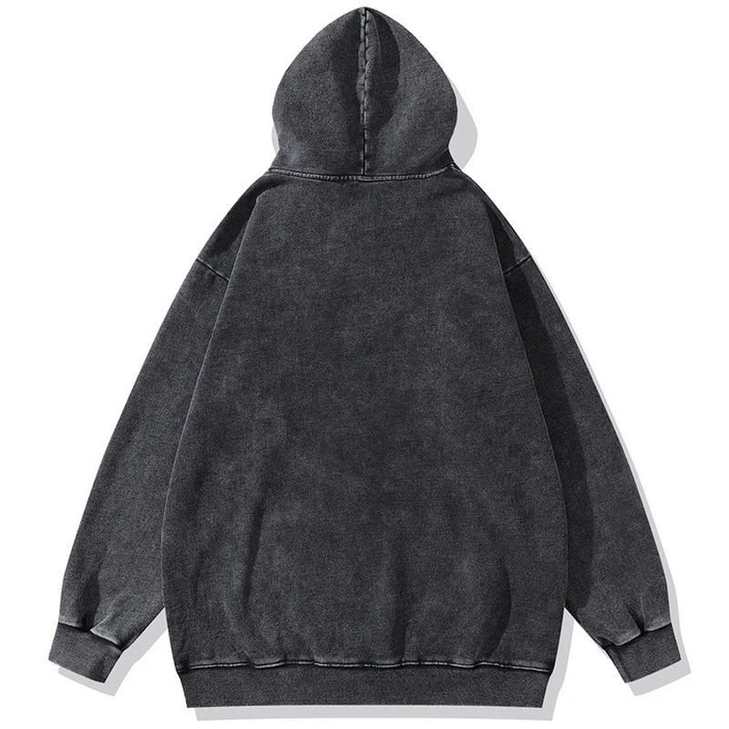 Oversized Hoodie Men Hip Hop Washed Black Hoodie Anime Sailor Moon Graphic Hooded Pullover Harajuku Cotton Streetwear Sweatshirt
