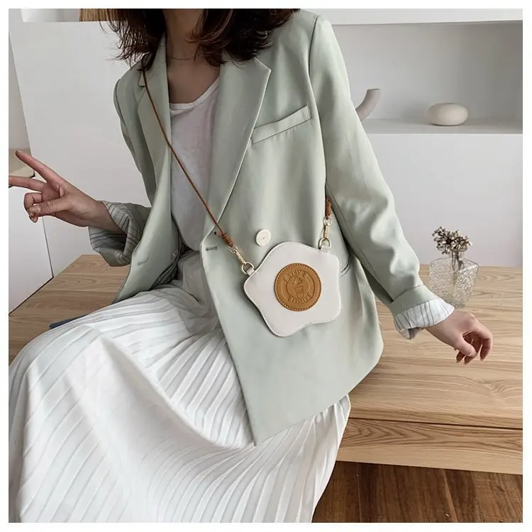 Bolso de un solo hombro para niña, cartera coreana con personalidad, creativa, para desayuno, huevos, moda, Primavera, 2023