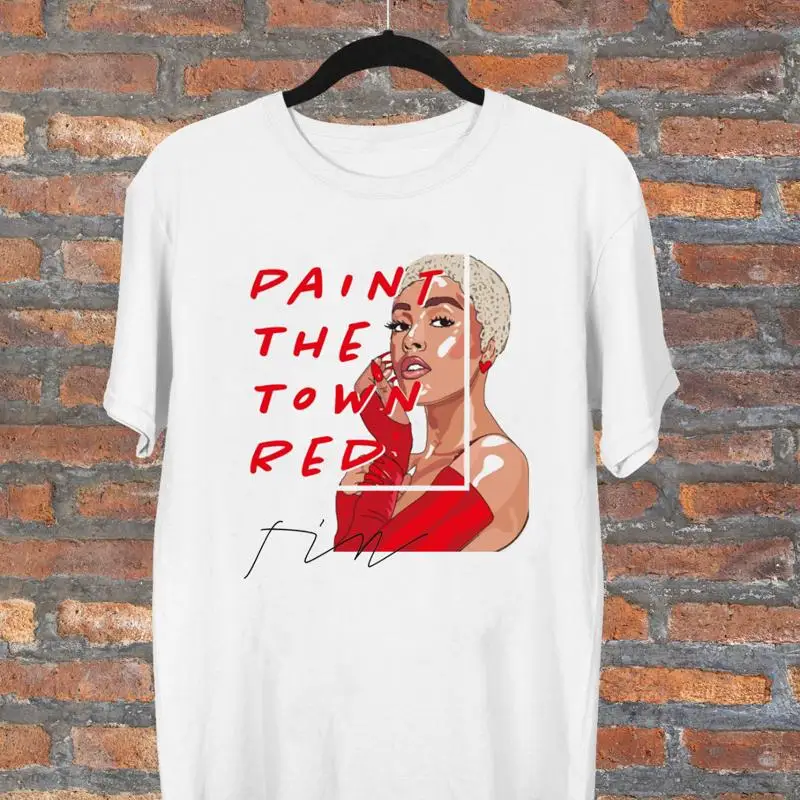 طلاء المدينة الأحمر دوجا القط لمحبي S 2345XL تي شيرت أبيض #1