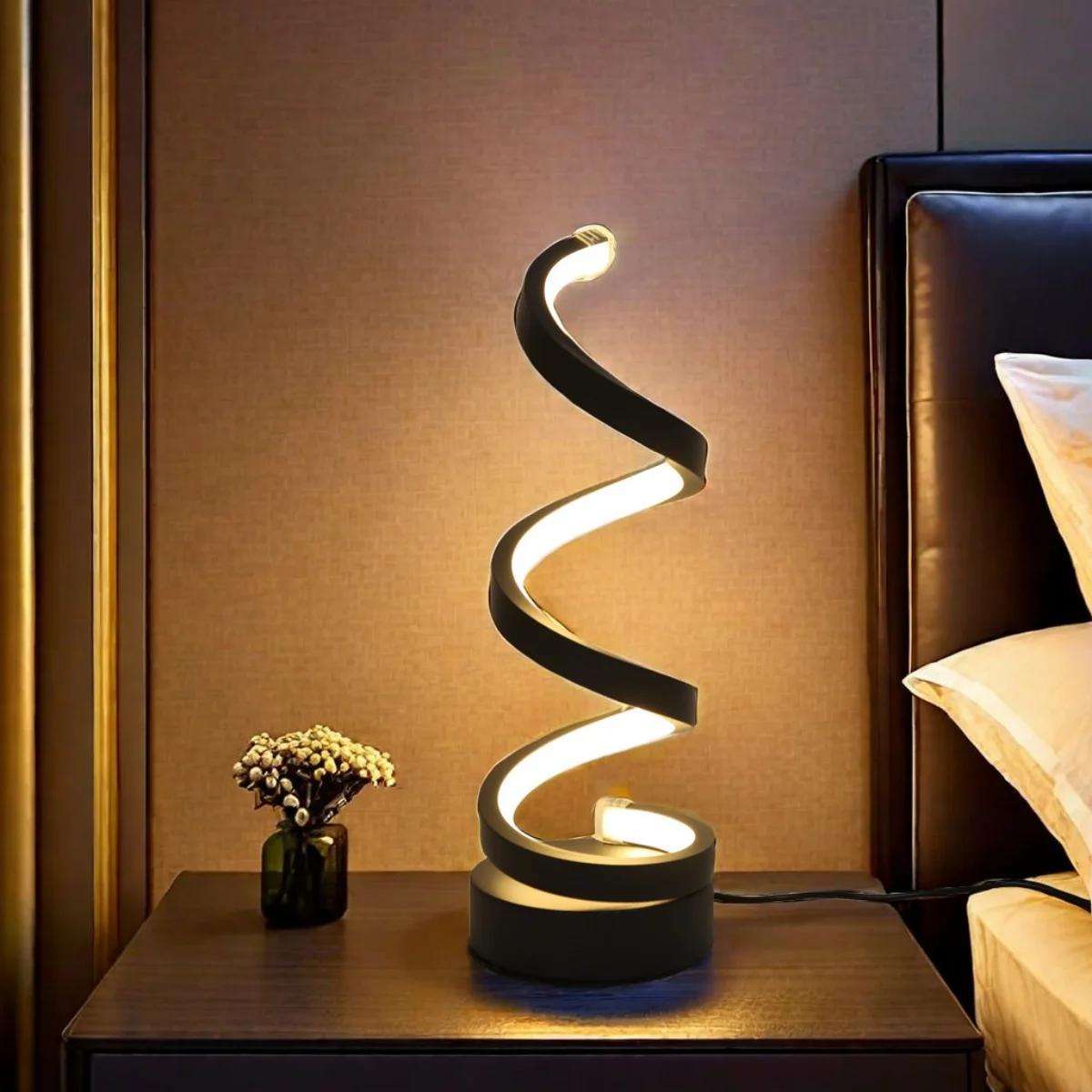 

Modern Creative LED Table Lamp Spiral Desk Light 3 Colors Dimmable for Bedroom Living Room Office Bedside Decoration Lighting