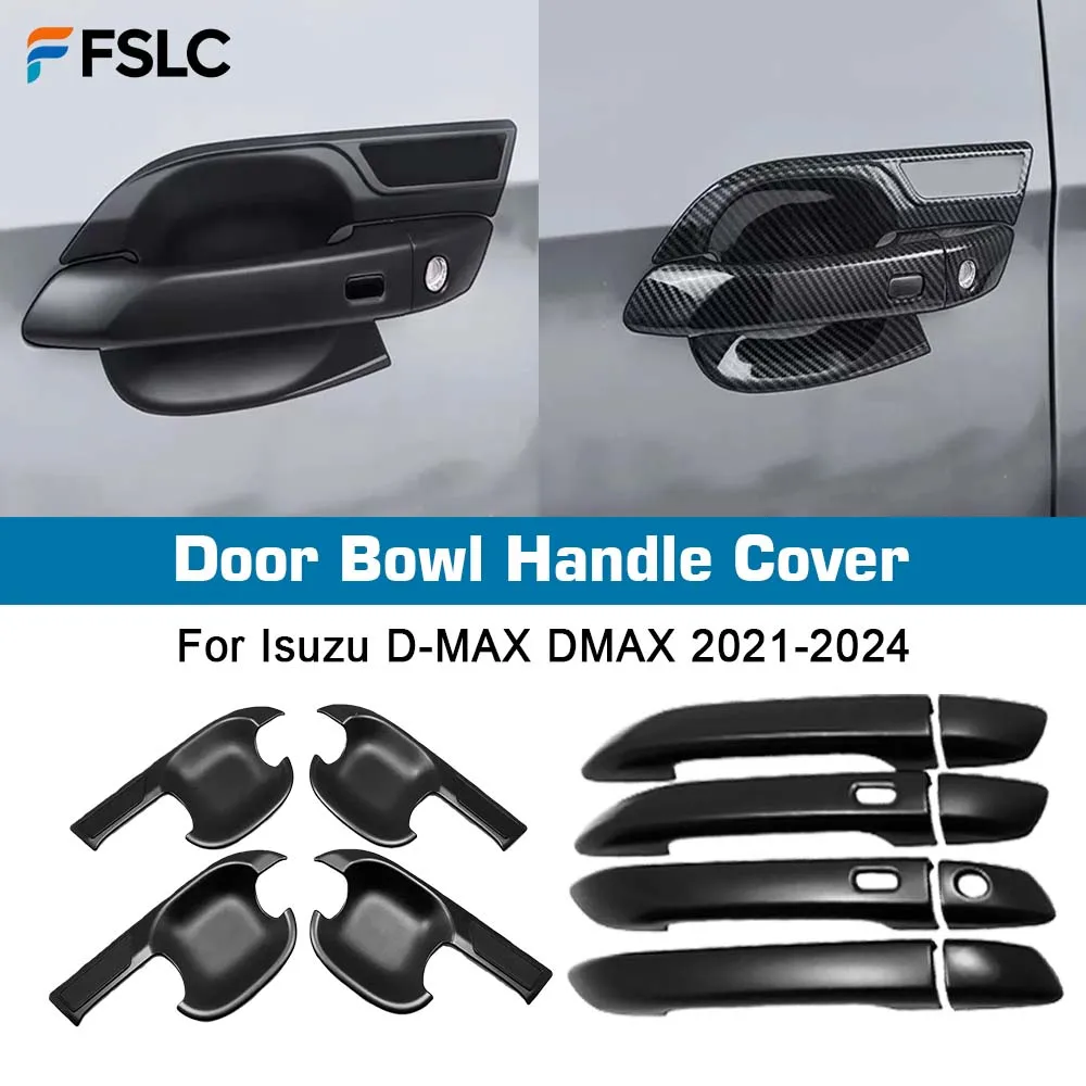 ⭐Genuine⭐ Door Handle Bowl Cover For Isuzu D-MAX DMAX 2021 2022 2023 2024 Black Chrome Side Trim Protector Car Accessories