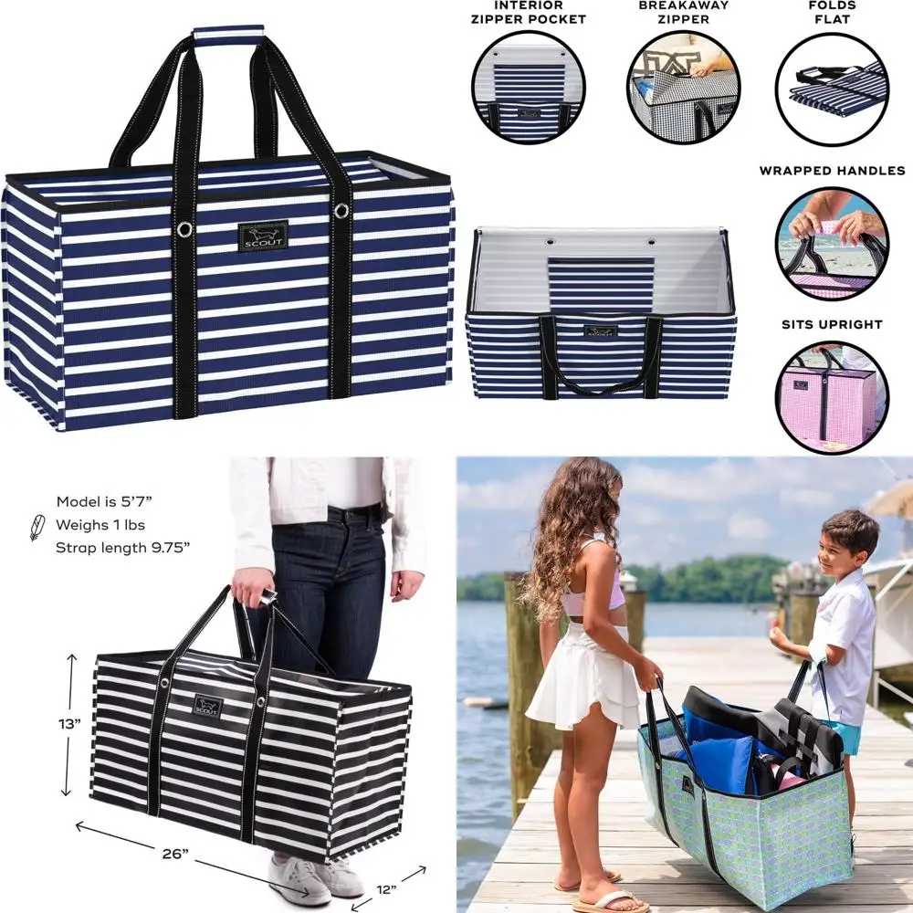 حقيبة أدوات خفيفة الوزن وكبيرة جدًا قابلة للطي - مثالية لتسوق البقالة والشاطئ وحقائب السوق مع سحاب منفصل لـ #1