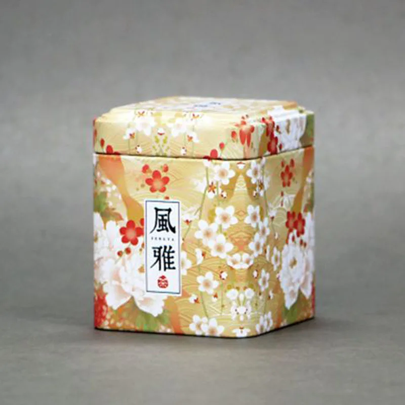 Japanese Style Square Mini Metal Tea Caddy Travel Portable Tea Storage Boxes Exquisite Home Loose Tea Moisture Proof Sealed Box