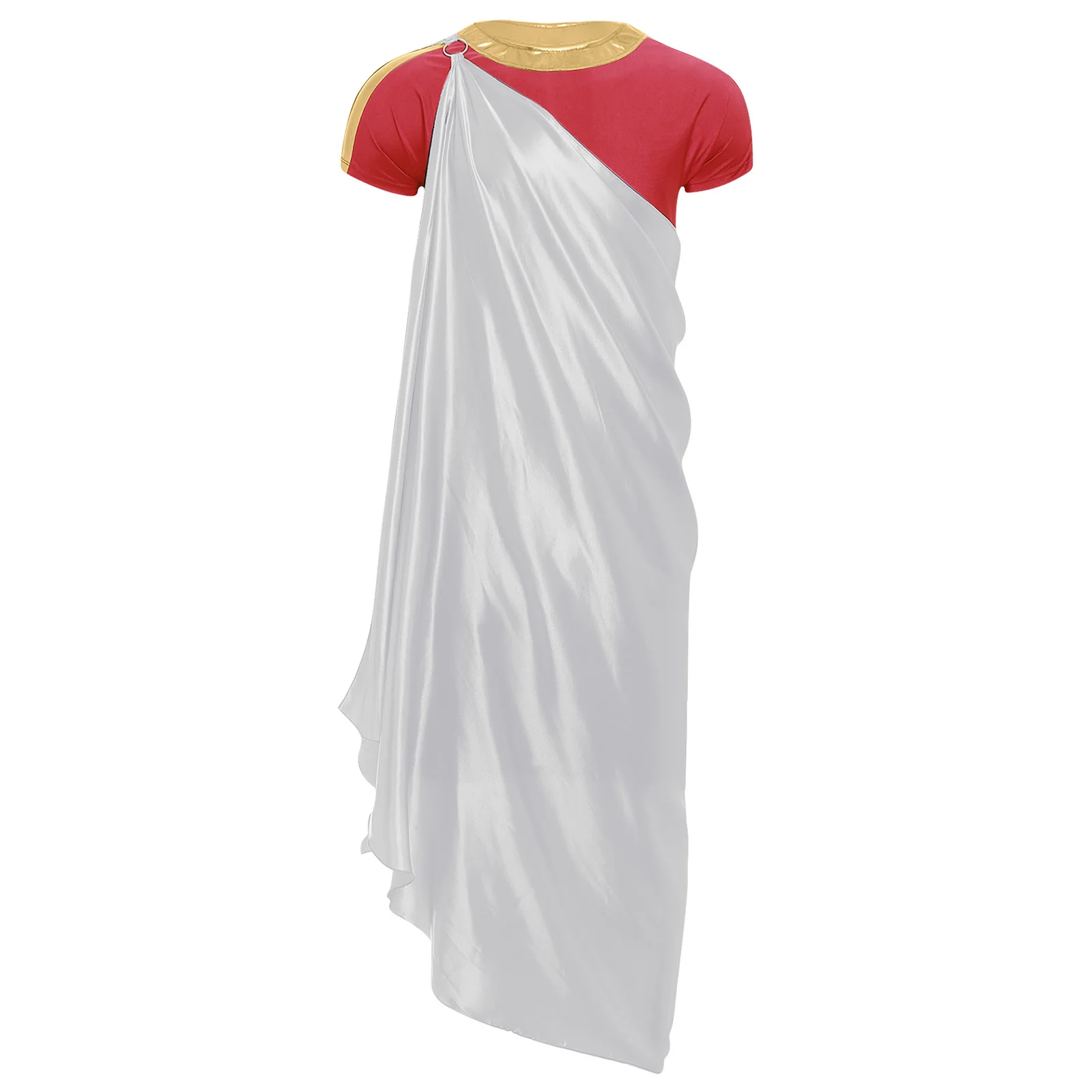 

Ancient Greek Warrior Cosplay Outfit for Men Short Sleeve T Shirt with One Shoulder Cape Halloween Fancy Dress Ball
