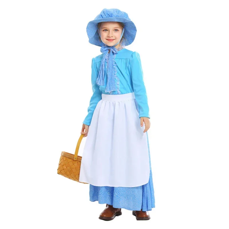 Alice fantasia cosplay empregada vestido para crianças, roupa da menina, estilo pastoral, traje de avó materna