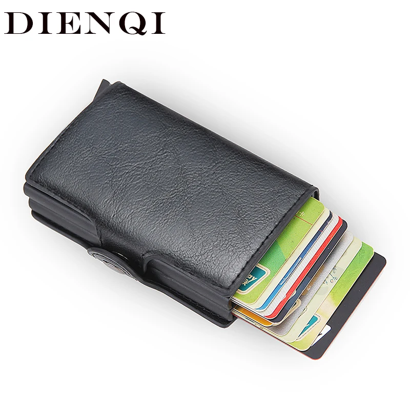 Carbon Fiber Anti Rfid Kreditkarte Halter Herren Doppel Karteninhaber Fall Brieftasche Metall Business Bank Kreditkarte Minimalistischen Brieftasche