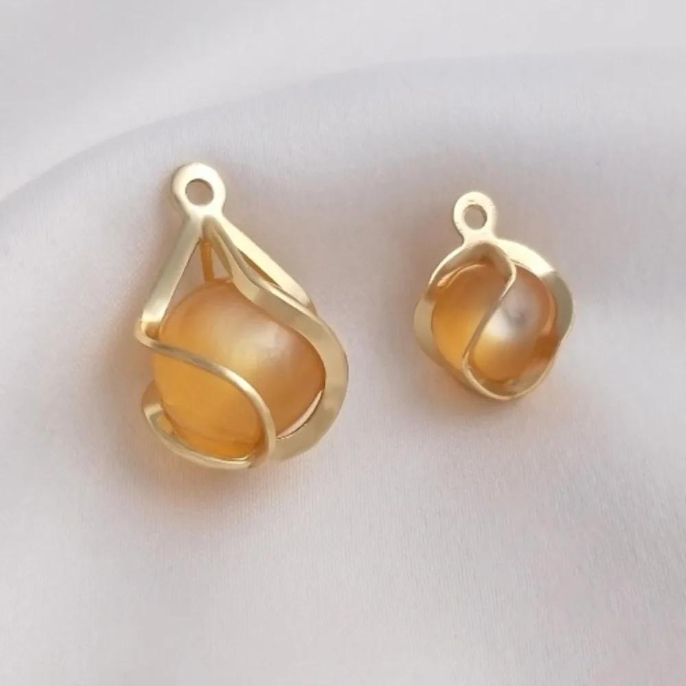 

Round Bead Twisted Necklace, White Opal Round Bead Gold Pendant, Handmade DIY Earrings Hanging Bead Bracelet Pendant.