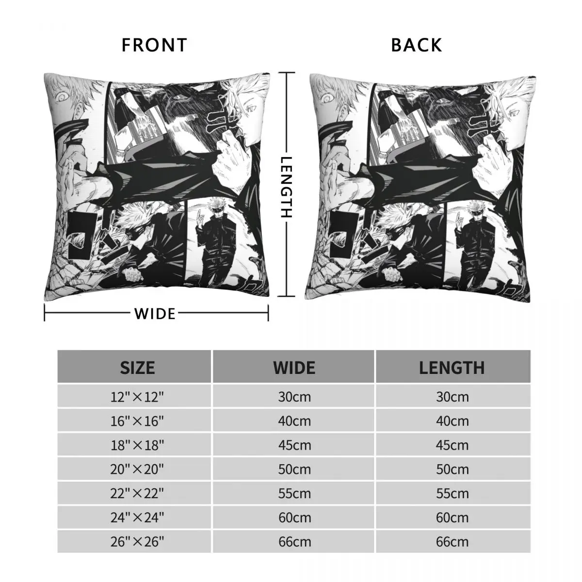 Gojo Satoru Jujutsu Kaisen Pillowcase Polyester Linen Velvet Printed Zip Decorative Pillow Case Car Cushion Cover