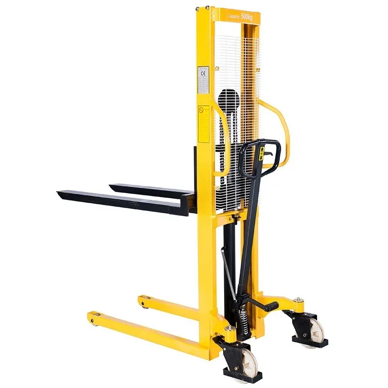 Manual Hydraulic Pallet Stacker Small Warehouse Stacking Truck Hand Lifting Forklift Workshop Cargo Material Handling Vehicle