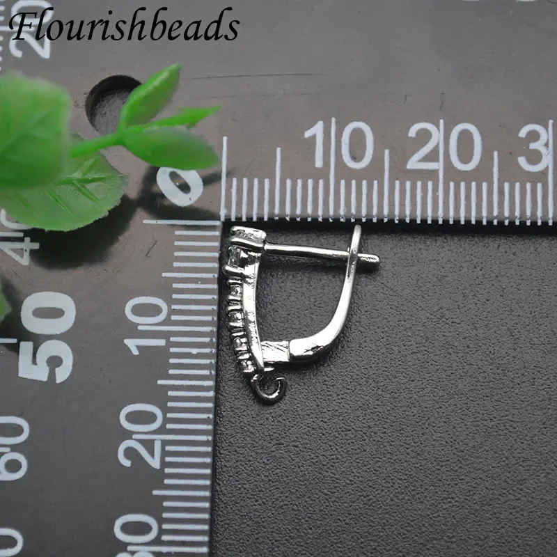 Popular Style Nickle Free Color Remain Big CZ Paved Shvenzy Earring Clasps Jewelry Findings 30pc Per Lot