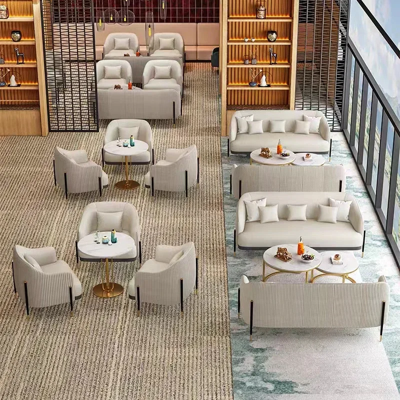 

A Modern Design Salon Sofa Set MIcrofiber Fabric Hotel Living Room Restaurant Cafe Single Three Seater Sofa