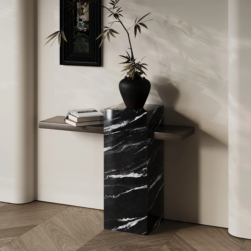 Luxury Quartz Entryway Console, Slim Wall-Mounted Hall Table, Heat& Scratch Resistant, Anti-Bacterial&Eco-Friendly, Customizable