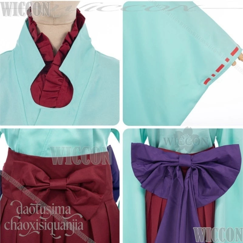 Aoi Akane Cosplay Horror Anime Retro Japanese Kimono Miko Uniform Dress Purple Wig Halloween Christmas Festival Fancy Comic Con view 4