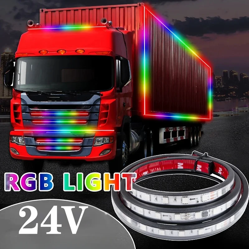 RGB LED Strip Lights for Trucks Operating on 24V an Ambient Lighting Kit for Vehicles Designed for Driving Truck Flashing Light