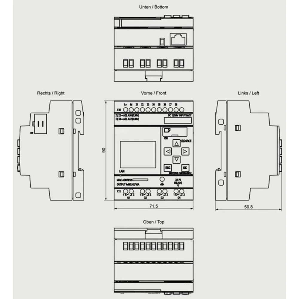 وحدة تحكم منطقية قابلة للبرمجة 6ED1052-1MD08-0BA2 8 مدخلات 4 مخرجات مرحل 400 كتل اتصال سحابة الذاكرة وتسجيل البيانات