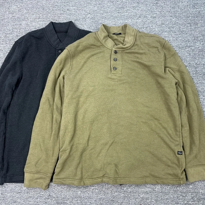 

Утепленный свитшот с воротником Хенри, базовый слой, теплый, уютный, с длинными рукавами и манжетами, осенне-зимняя вязаная одежда для молодежи