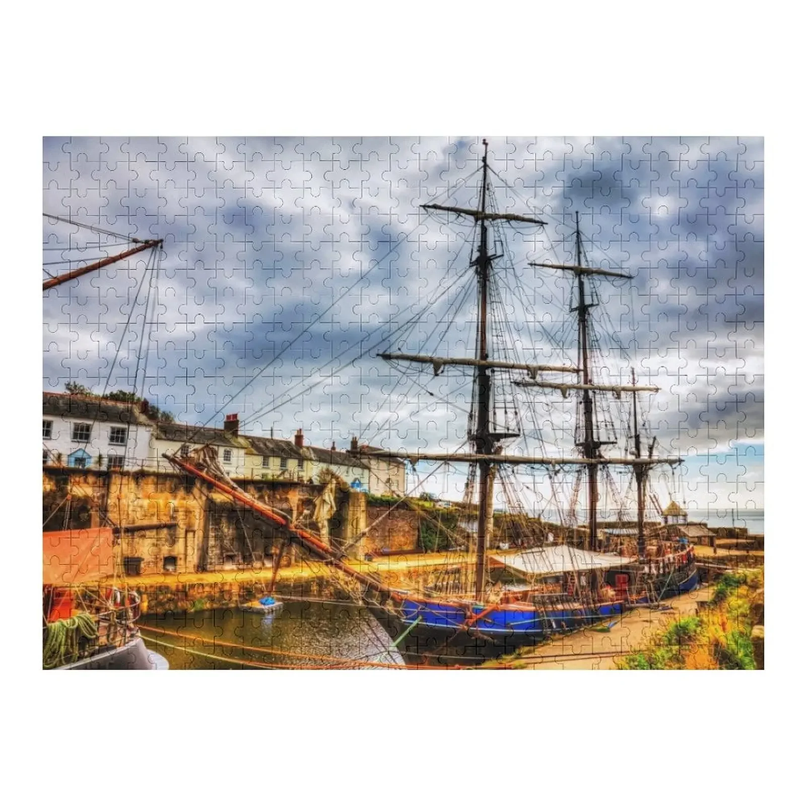 

Tall Ships Harbor Charlestown, Cornwall, UK Jigsaw Puzzle Personalized Photo Gift Custom Wooden Name Personalized Picture Puzzle