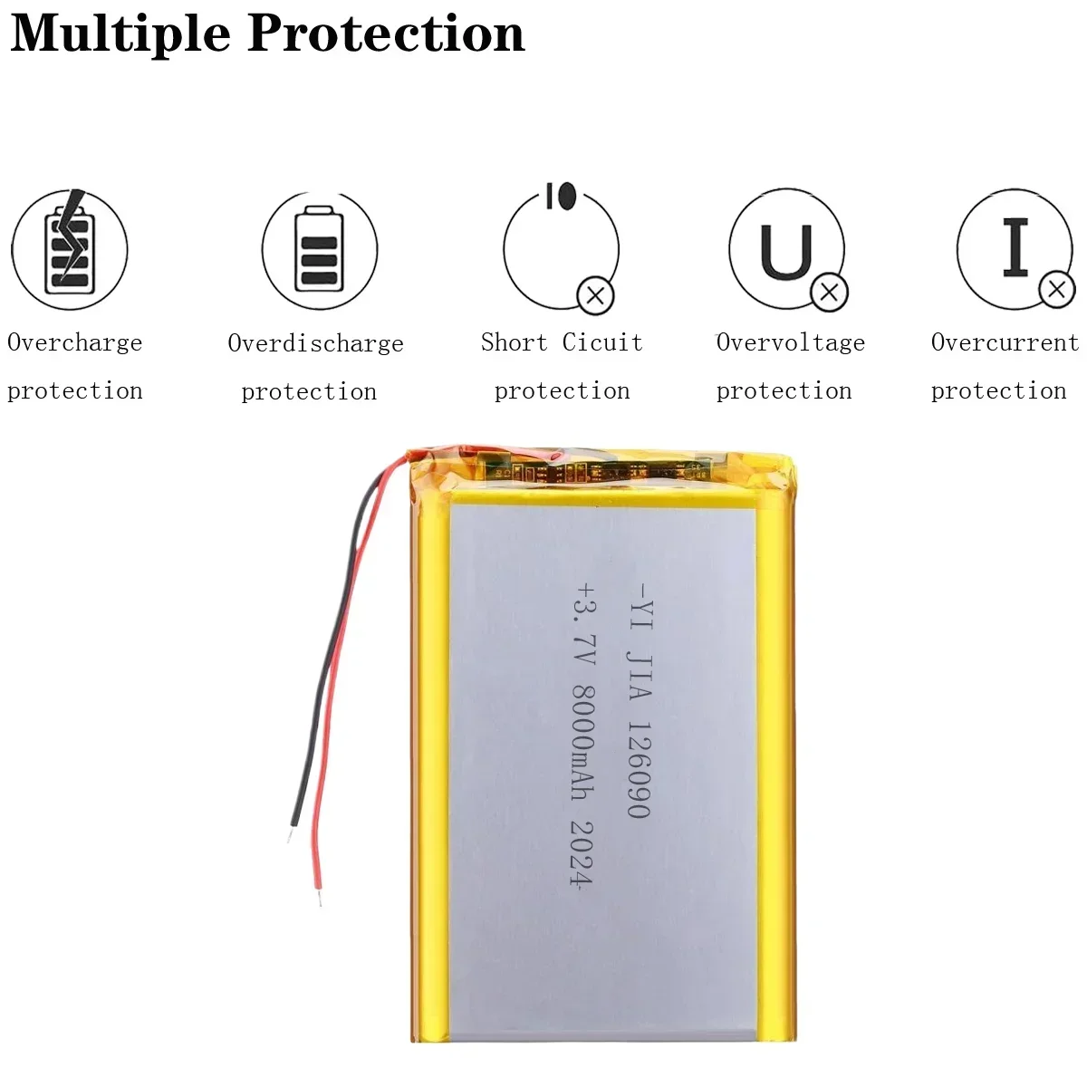 126090 Rechargeable Charging Lithium Batteries 8000mAh Lithium Polymer Battery Cell 3.7V For Power Bank 126090