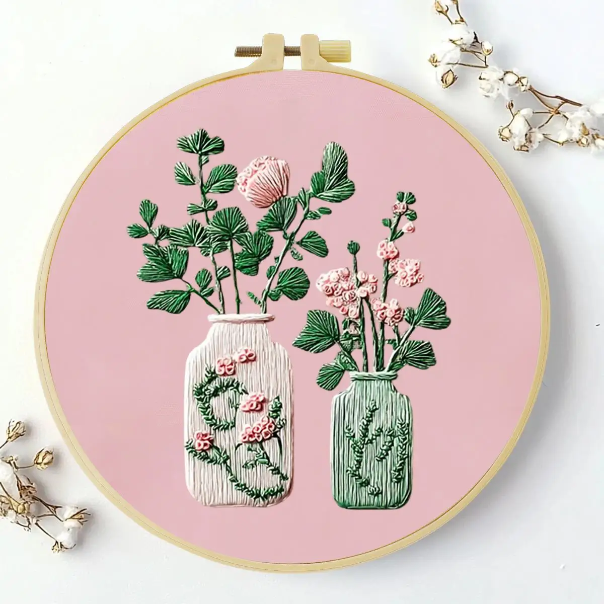 1 Stück 20X20CM/15X15CM 7,87/6,3 Zoll Vase Stickerei Starter-Kit DIY-Kit DIY-Stickerei-Set Handarbeiten Nadelkunst Malerei – Detail 2