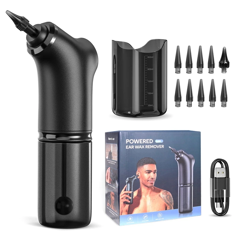 Electric Ear Remoção Tool Kit para Adultos, Ear Cleaning Kit com 4 Pressão, Preto