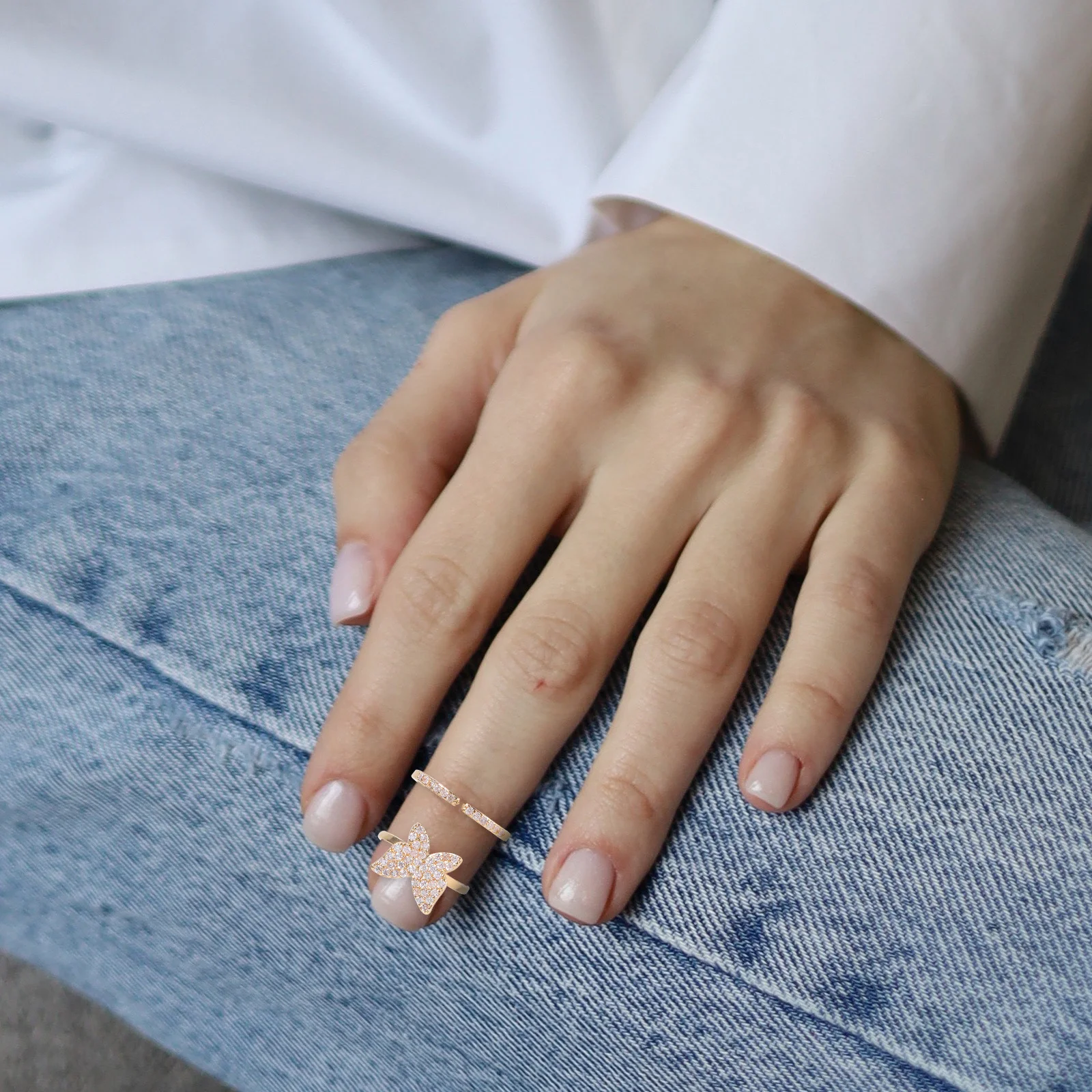 3 قطعة خواتم الأظافر للنساء الزركون البطانة مجوهرات الإصبع انفصال تألق اليد الجمال خواتم السيدات المألوف مجموعة كليب على #6