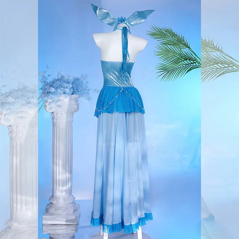 

zizi 2025 Anime Eevee Cosplay Costume Two Piece Halter Neck Bikini with Glove Headdress High Women's Waist Swimwear For Summer P