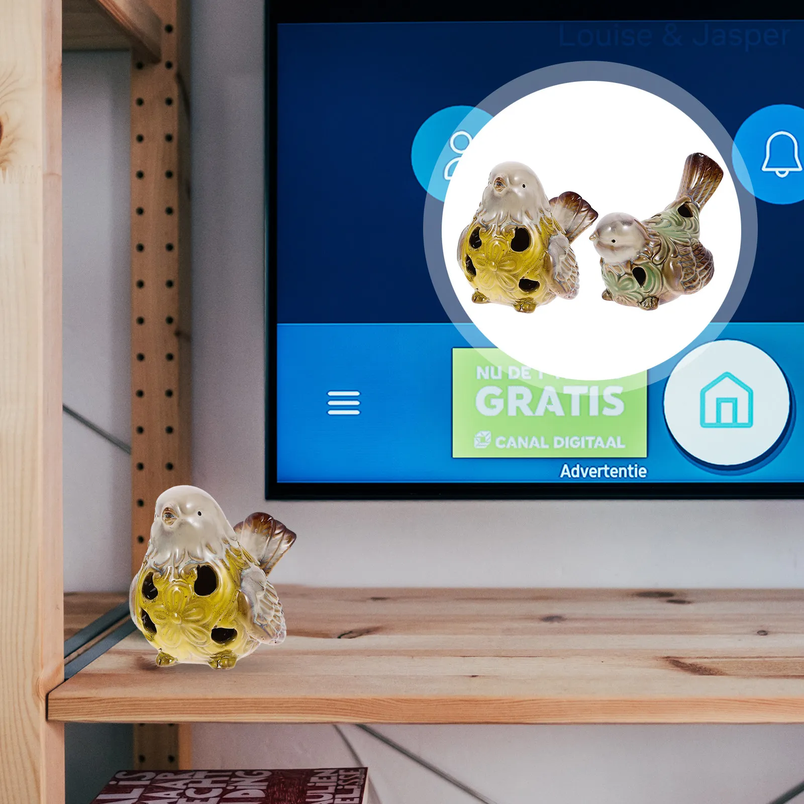 

Набор из 2 милых керамических птиц: экологичное украшение для рабочего стола, декор для комнаты, подарок, настольный сувенир