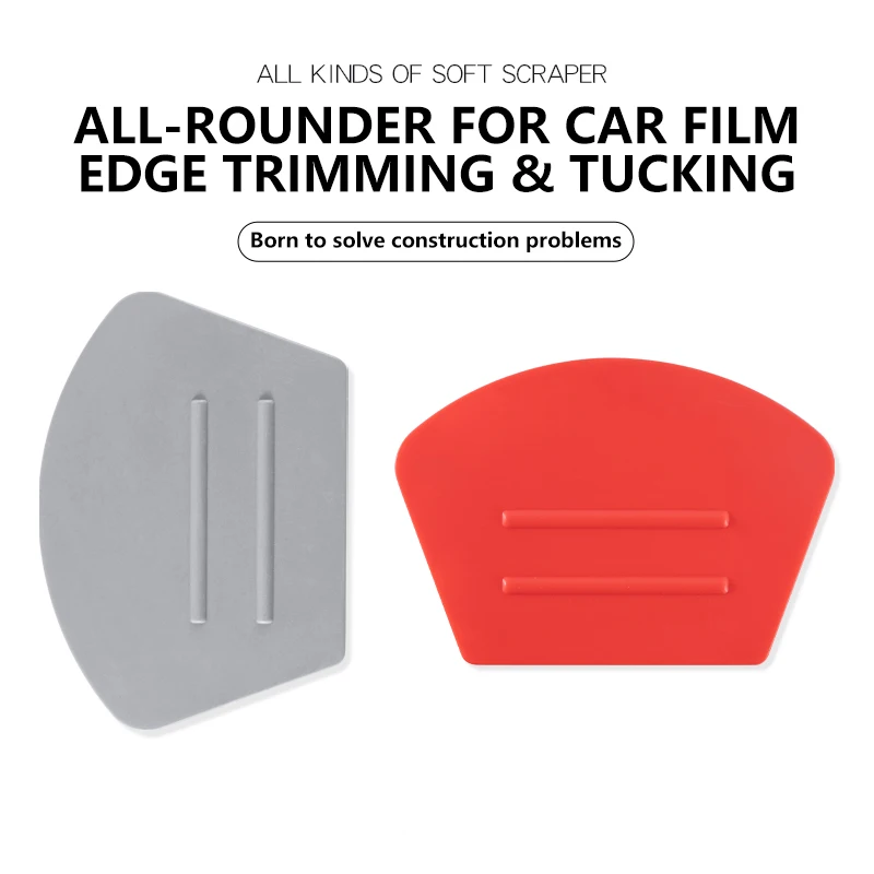 

High Quality Fan-shaped Grey Vinyl Squeegee Soft TPU Buffer Scraper Car Wrap PPF Color Change Film Edge Tucking Trimming Tool