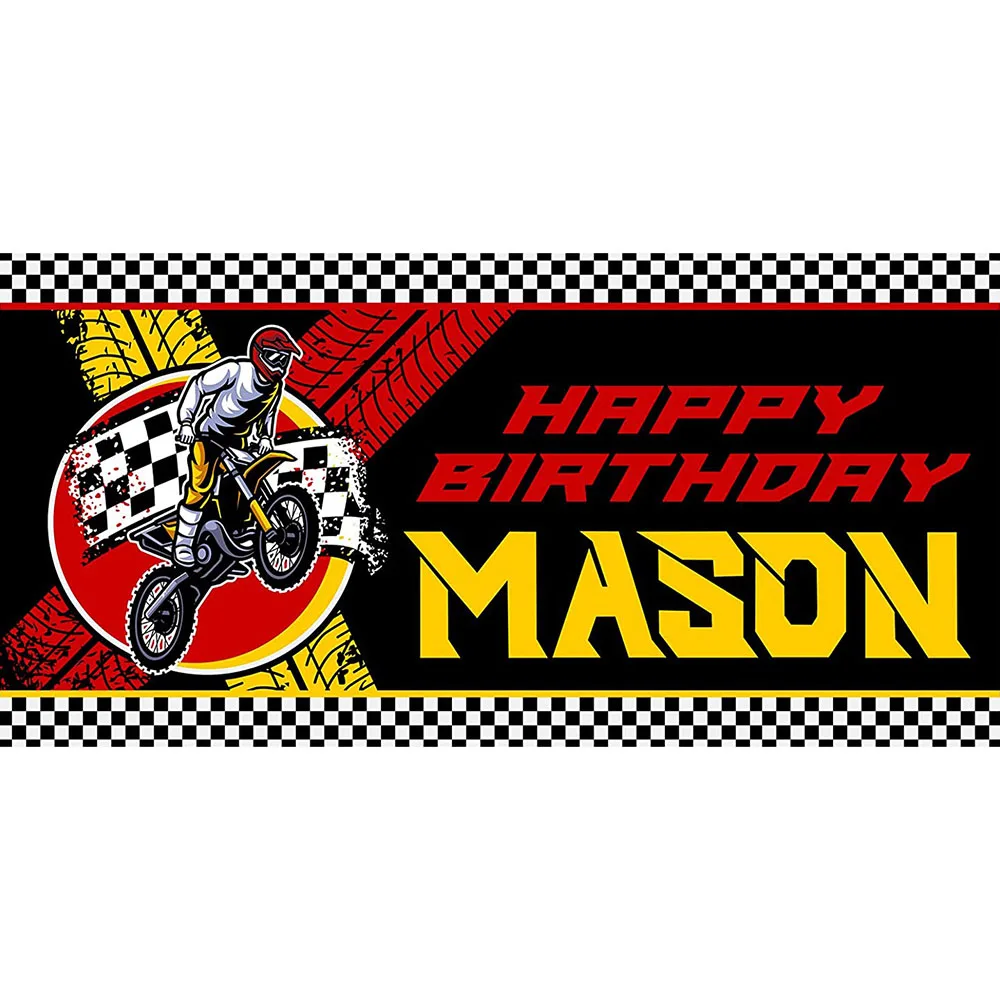 Motocross Racing Backdrop Dirt Bike Personalized Birthday Banner Party Decoration Motorcycle Background for Boys First Kids Men