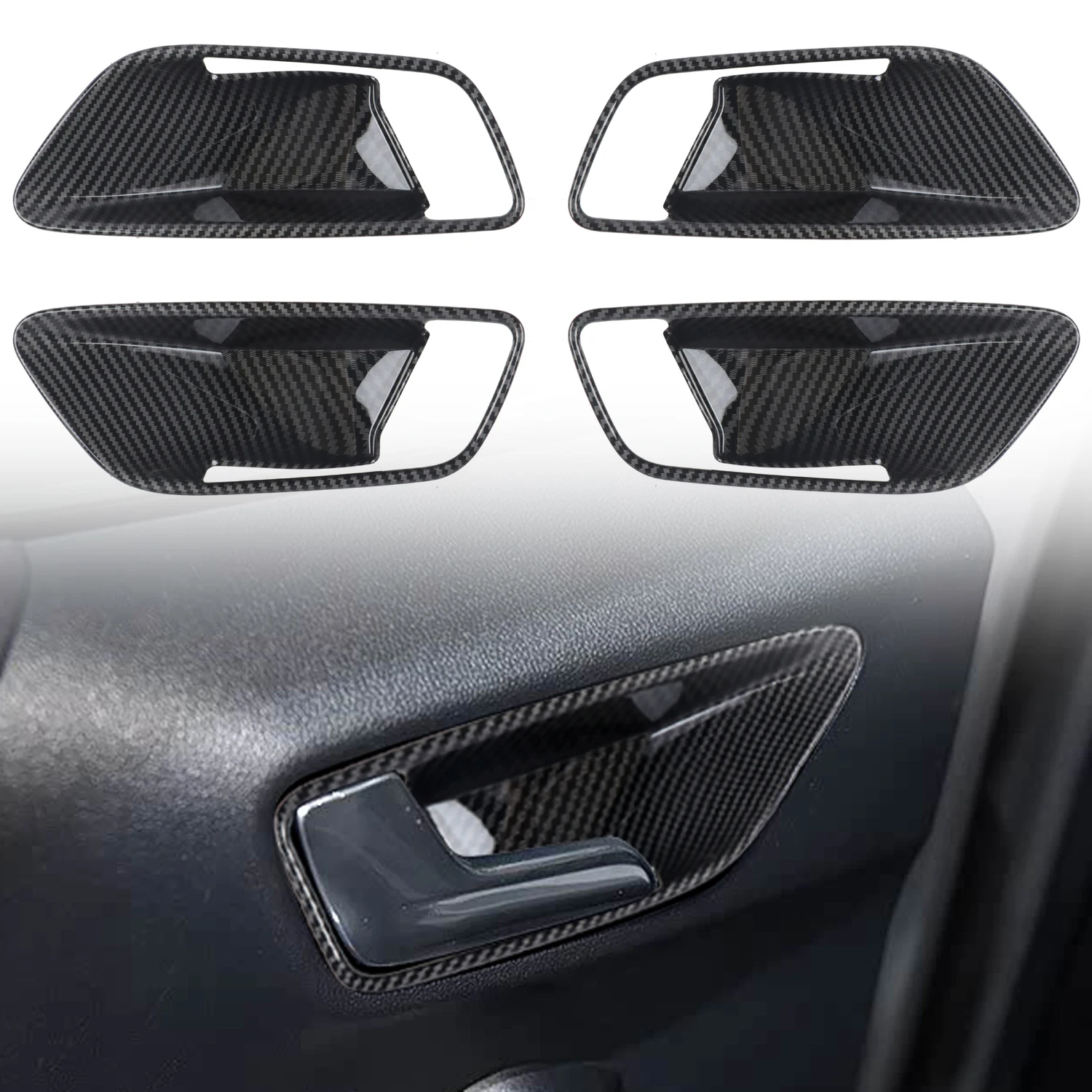 

For Ford Puma 2019 2020 2021 2022 2023 ABS Carbon Fiber Style Interior Door Handle Bowls Cover Trim Car Accessories