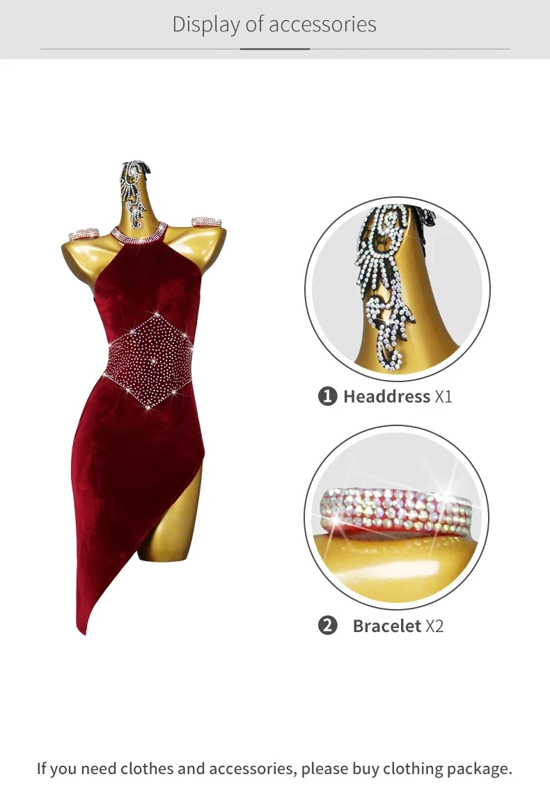 Damen-Tanzkostüm, Latein-Wettbewerb, Partys, Rock, Bühnenkostüm, Samt, Sport, Standard, Ballsaal, Abend-Jumpsuit, eleganter Samba – Detail 4