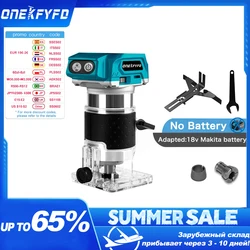 Recortadora de mano eléctrica sin escobillas de 5 velocidades, enrutador inalámbrico de madera, ranurado de grabado de carpintería para Makita de 18V sin batería