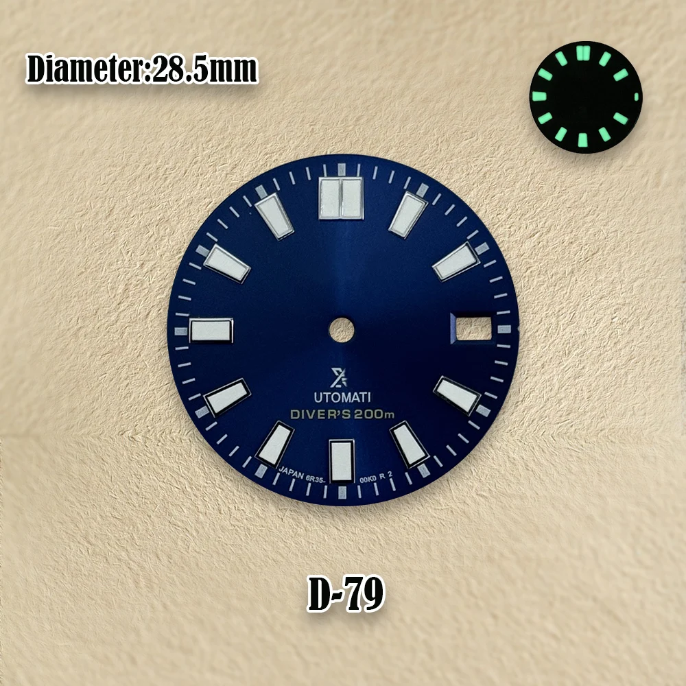 28.5mm Sunray Diver's Dial NH35 Dial C3 Green Luminous Suitable For NH35/NH36/7S Movement Watch Accessories with S Logo