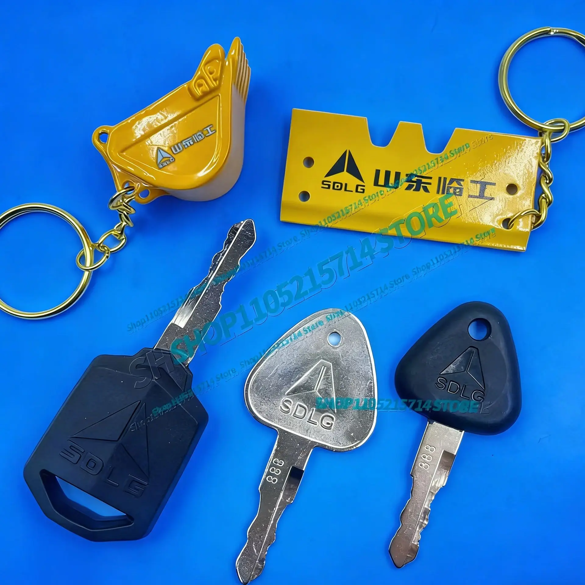 2pcs SDLG 888 Ignition Keys Universal Ignition with Chain Plate Bucket Keychain for Start Key Excavator Key 5560 75 135 205