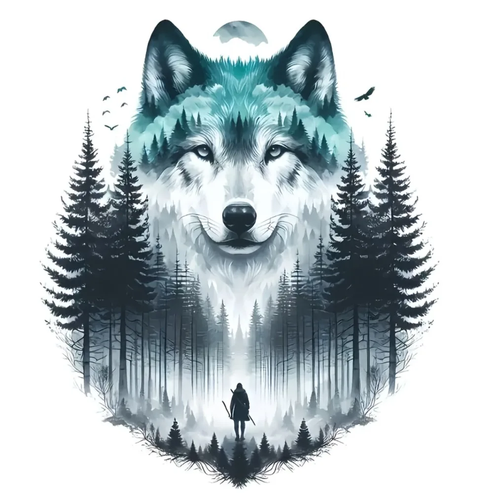 

Forest Film Stickers High Quality Durable Exquisite Wolf Pine and Full Moon Designs Multi Faced Vehicles Laptops Water