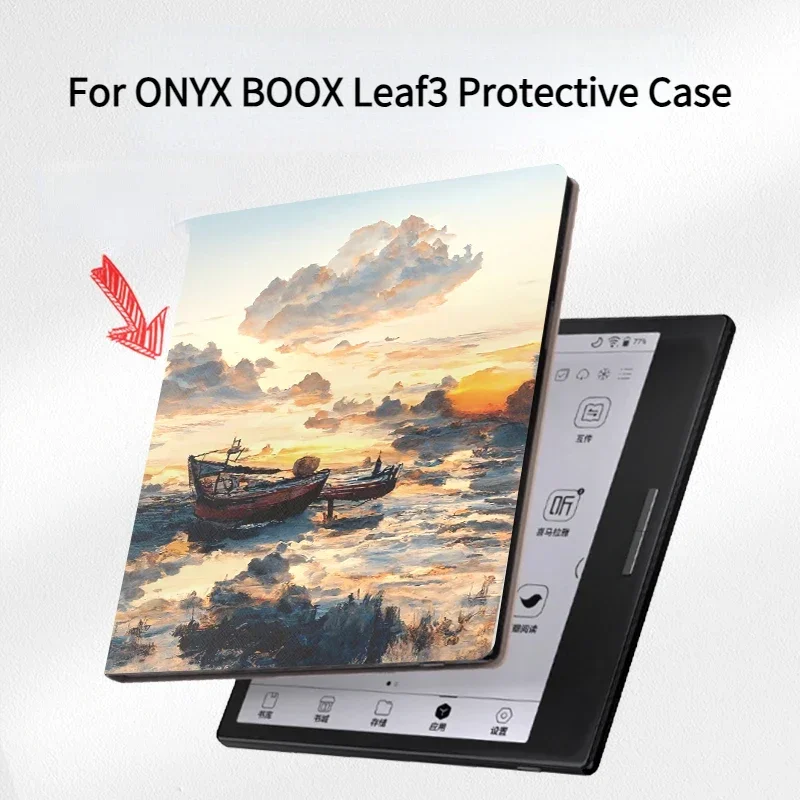 For ONYX BOOX Leaf3 Protective Case Smart Reader Leaf 3 Luxury Magnetic Awakening Flip Book Case Funda Para Customize Pattern