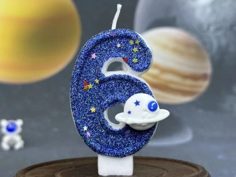 DIY Planet-Thema Raumschiff 0-9 DIY digitale Kerze Dunkelblaue Geburtstagskerze Weltraum-Thema Party-Kuchendekoration – Detail 16