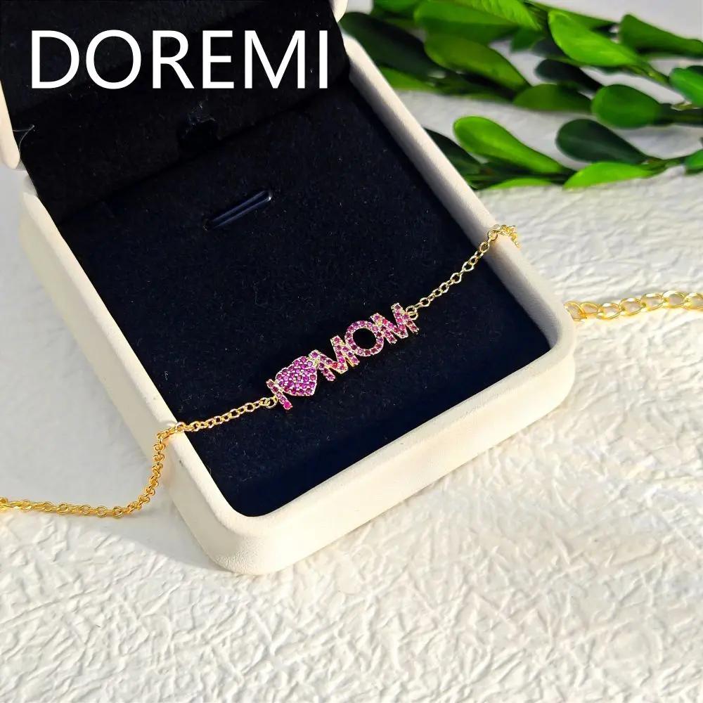 DOREMI Mother\'s Custom Jewelry Gift Bracelet Custom Name 6mm Size Letters Colorful CZ Bracelet