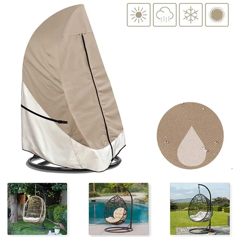 420D Outdoor Patio Hanging Egg Chair Cover,with Zipper,Waterproof Wind-Proof Swing Egg Chair Cover,Rattan Seat Furniture Cover