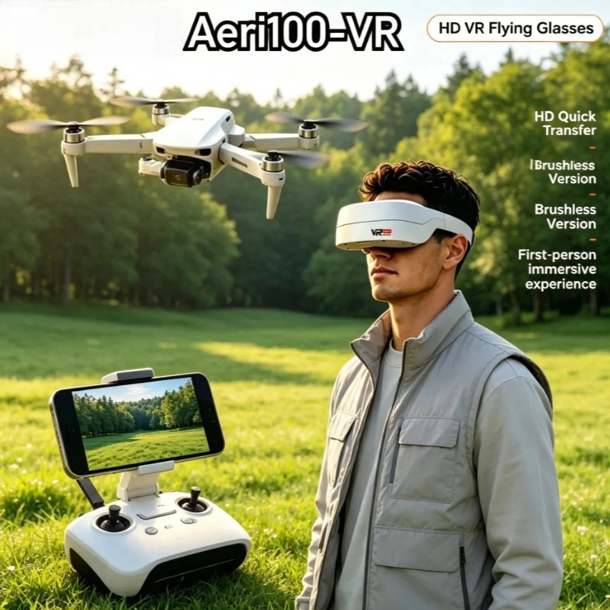 Original Aeri100VR GPS Foldable Drone 8K HD FPV Screen Controller VR Glasses Optical Flow Professional Aerial RC Quadcopter
