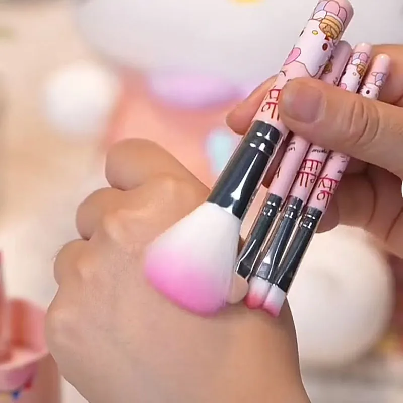 Gift Box Makeup Brush Set HelloKitty K2Y Anime Lip Eyeshadow Brush Kawaii Cartoon Jewelry Blush Eyebrow Brush Beauty Gift for Gi