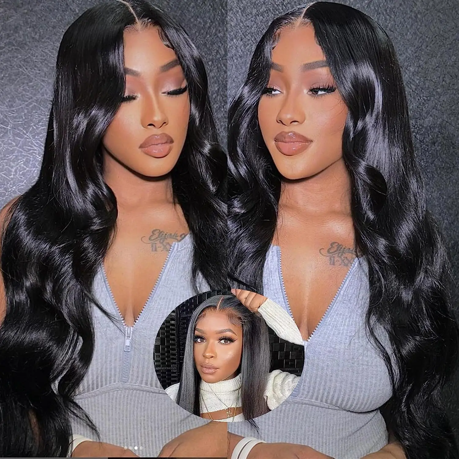 5x5 Glueless Transparent Pre Cut Lace Closure Wigs Pre Plucked Brazilian Body Wave 4x6 Ready to Go Lace Frontal Human Hair Wigs