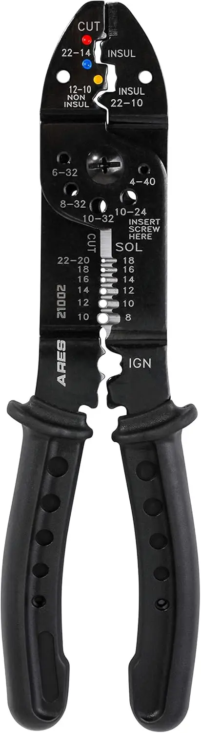 

Многофункциональный инструмент 9 дюймов: стриппер, кримпер, кусачки для электромонтажных работ — подходит для проводов 8-22 AWG (многожильных) и 10-24 AWG (монолитных)